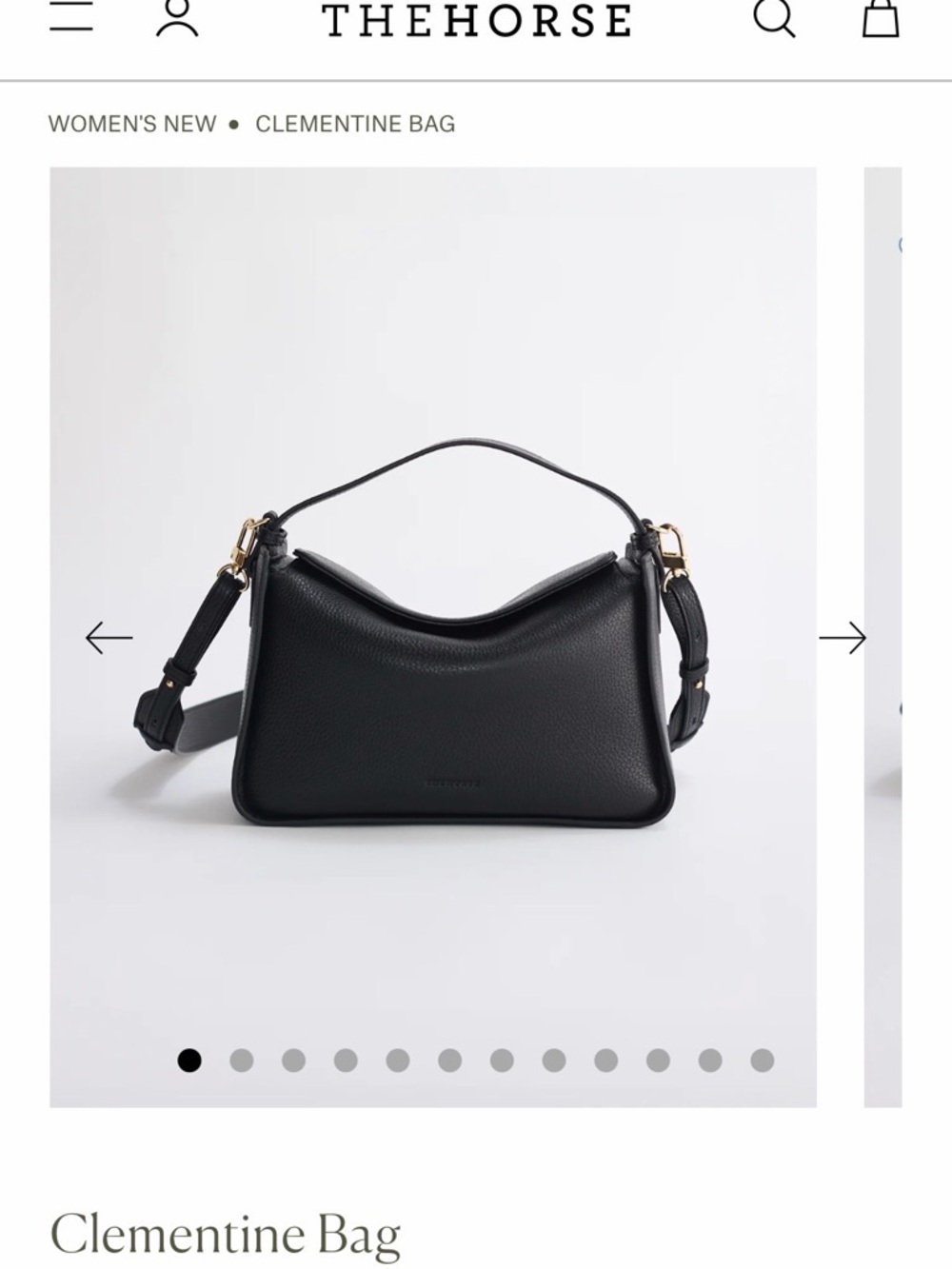 NWT THE Horse Clementine bag Black Pebbled Leather with gold hardware